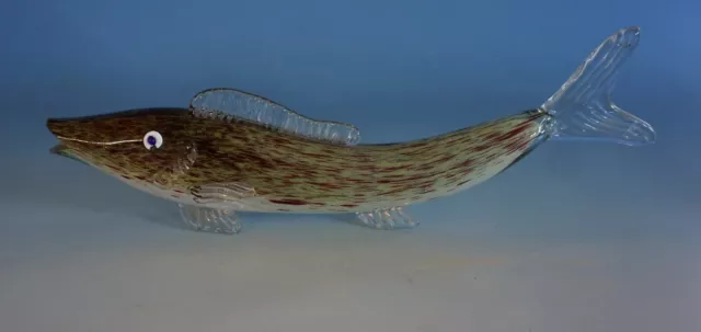 Schöne große Glas Figur Fisch Fish wohl Murano Vitrinenstück  (0823-079)