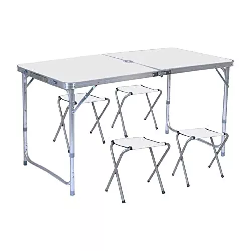 Camping Table 120cm Silver With 4 Chair Kiliroo