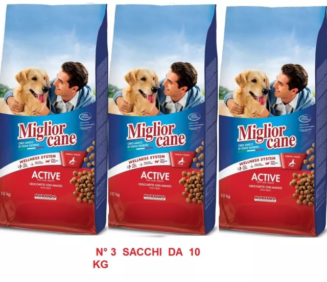 CROCCHETTE CANE CROCCANTINI CIBO SECCO PER CANI MIGLIOR CANE MANZO SACCO 3x10 Kg