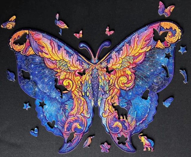 Unidragon Wooden Jigsaw Puzzle Intergalaxy Butterfly, Complete