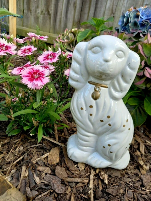 White Staffordshire Spaniel dog 8 inch tall