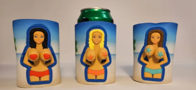 Bobblehead Style Bouncing Boobs Can Koozie Huggie Cooler Brown Hair Green  Bottom