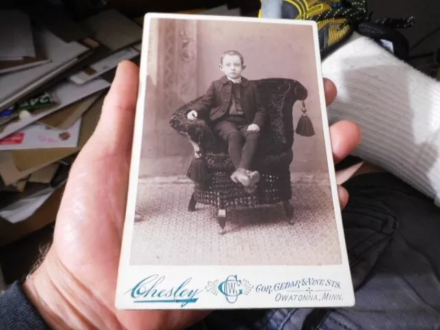 Vict Cabinet Photo, Boy In Fancy Chair, Owatonna, Minnesota