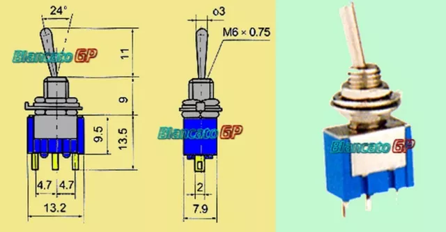 INTERRUTTORE ON-OFF-ON 3 Posizioni 3 PIN SPCO deviatore [leva levetta auto moto 2