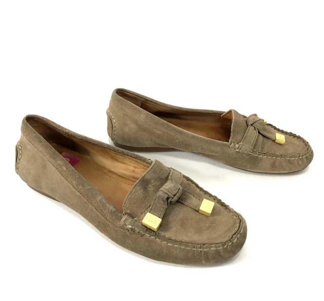 Coach Slip On Loafers Shoes Size 6.5 Frida Brown Tan Suede Casual Flats Designer
