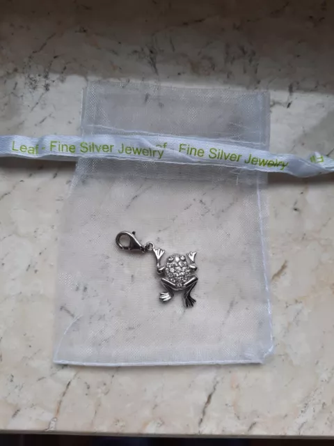 Frosch Charm Charms Anhänger 925 Sterling Silber Zirkonia