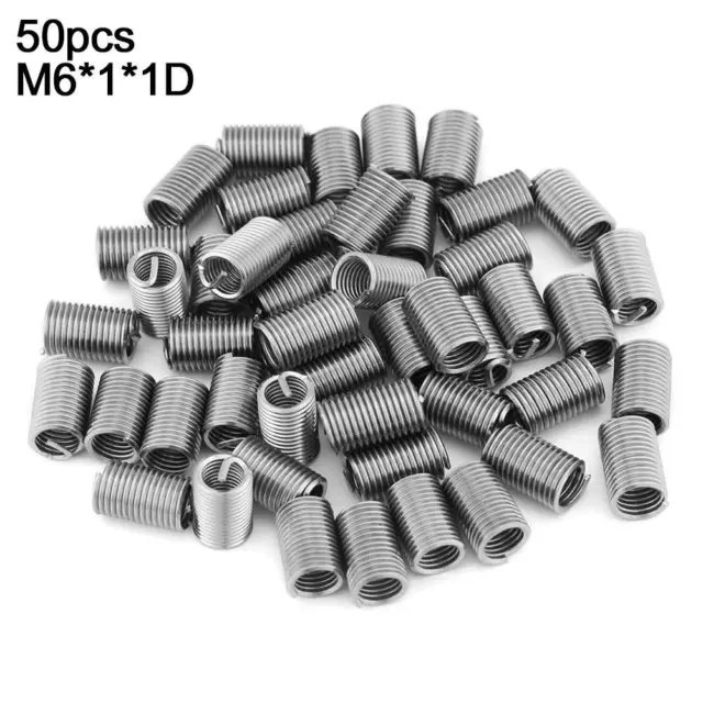 50pcs Stainless Steel Coiled Wire Helical Screw Thread Inserts M6 X 1.0 T4B Z0I8