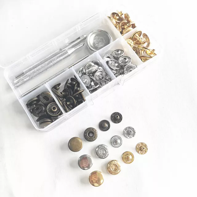 15mm Press Stud Snaps Fastener Kit Heavy Duty for Bag Leather Craft with Tools