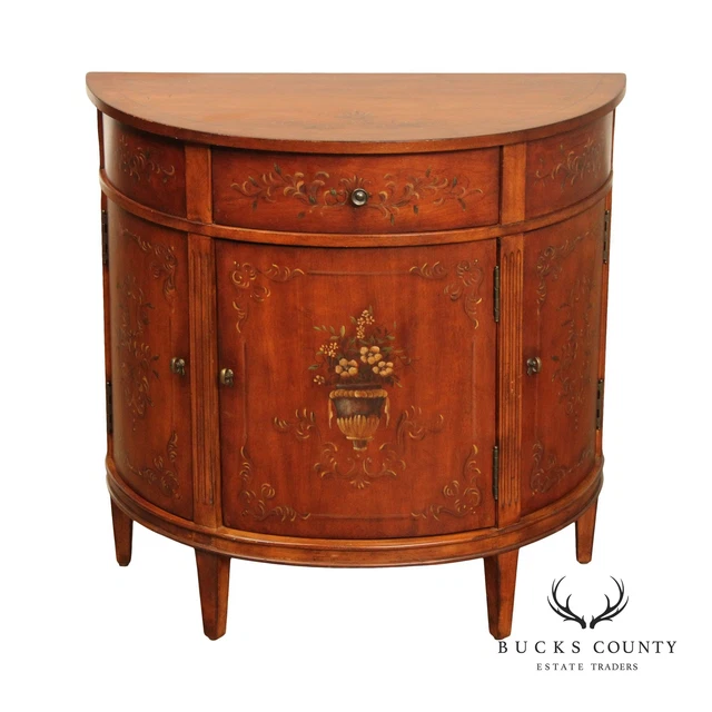 Ethan Allen Adams Style Paint Decorated 'Tuscany' Demilune Commode