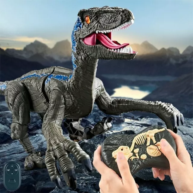 Dinosaur Toy Remote Control Roaring Walking Velociraptor 2.4Ghz for Kids Gift 2