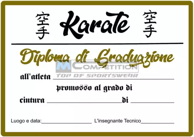 10 Diploma di graduazione Karate Premiazione Cambio Cintura Arti Marziali