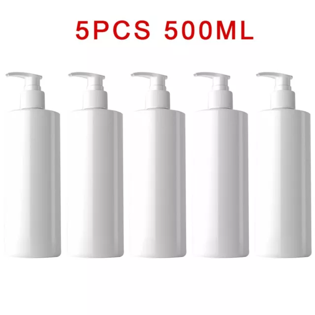 5pcs Blanc 500ml Animal Vide Rechargeable Shampooing Lotion Bouteille W/ Pompe