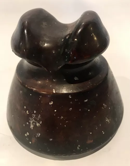 Vintage Brown Ceramic Electric / Telephone Pole Insulator Saddle Shaped