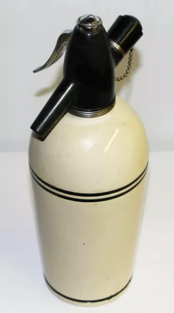 Vintage 1950s Sparklets Soda Syphon Seltzer Bottle Bar Art Deco Off White Enamel