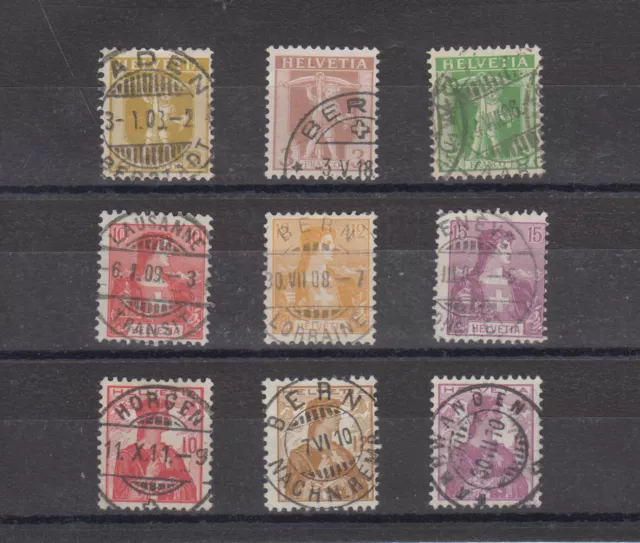 Schweiz 1907/09  Mi.95 - 100 + 114 - 116  gest.