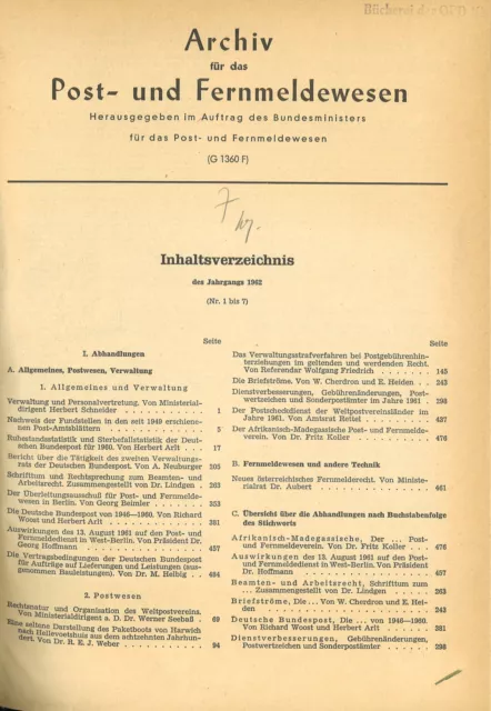 Archiv für das Post- und Fernemdelwesen (14. Jg. 1962)