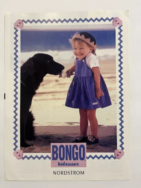 Vintage 1990s Print Advertisement Bongo Kids wear Nordstrom 1 Page Ad