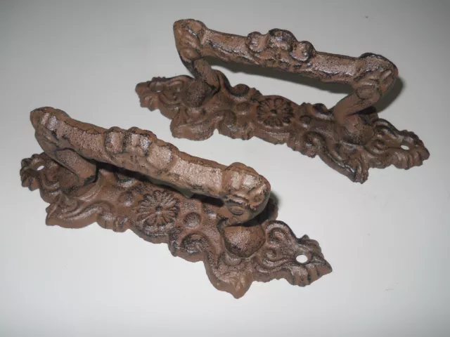 6 Large Cast Iron Antique Style FANCY Barn Handle Gate Pull Shed Door Handles #4 2