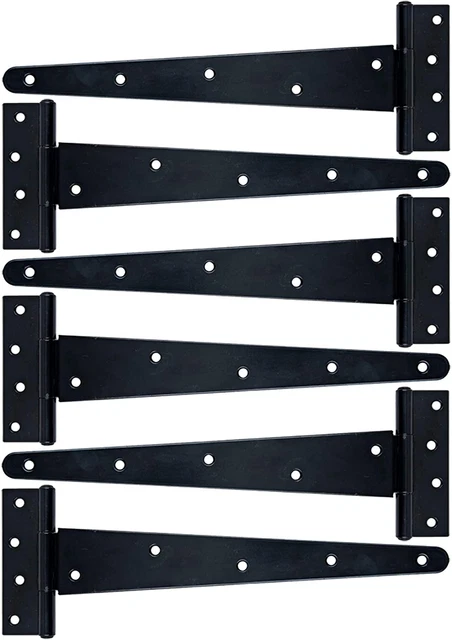 T-Strap Shed Hinge Gate Strap Heavy Duty Hinge Door Barn Gates Hinges (6, 12 Inc