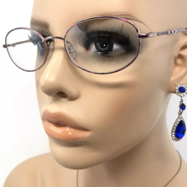 Specsavers Brenda Glasses Frames Pink Oval Metal Full Rim Eyeglasses Frame Only