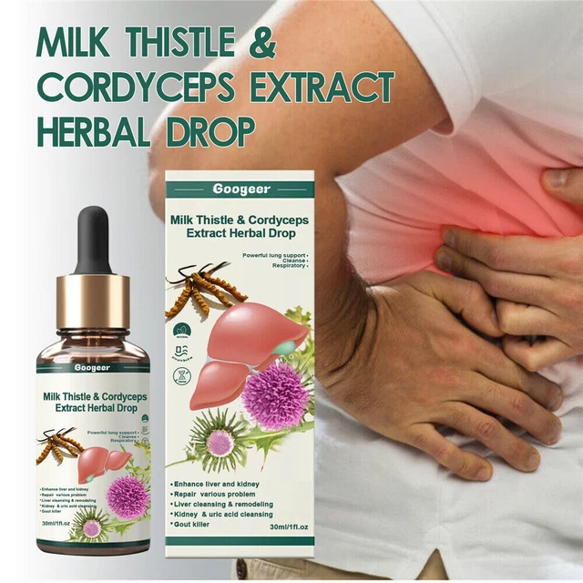 MILK THISTLE CORDYCEPS Extract HerbalDrops Liver Kidney Cleanse Detox