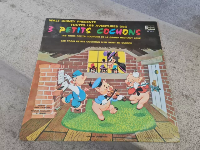 Lp Vinyle 33t.   Walt Disney Presente Toutes Les Aventures Des 3 Petits Cochons