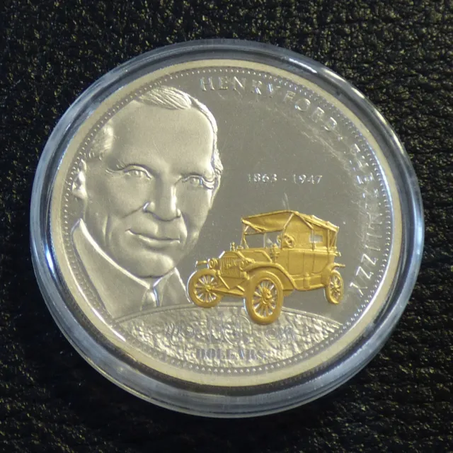 Cook Islands 10$ 2008 Henry FORD gilded PROOF silver 99.9% 1 oz coin    (argent)