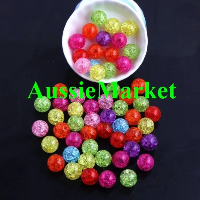 50 x beads acrylic plastic crackle crackled jewellery loose round spacer 8mm new