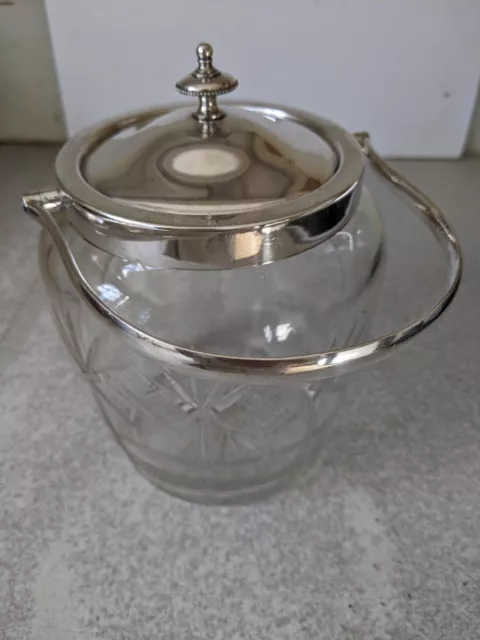 Lovely Antique Cut Glass And Silver Plated Biscuit Barrel - Maker Frank Cobb 2