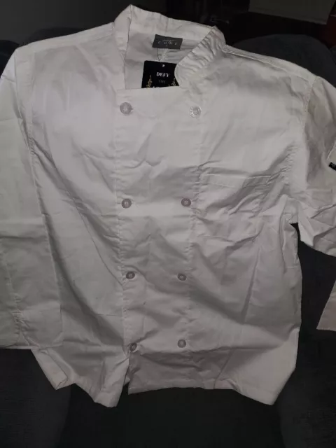 Chef Code Classic Chef Coat Long Sleeve Chef Jackets Size LARGE white NEW