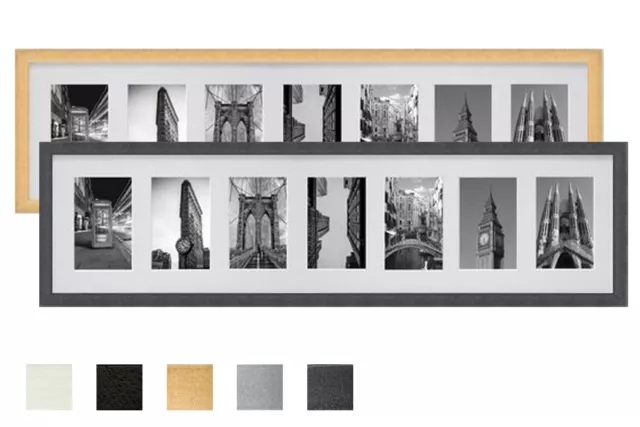 Collage Holz Bilderrahmen Galerie mit Passepartout für 7 Bilder  10x15 13x18