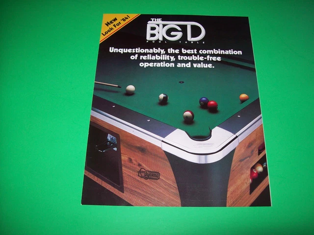 THE BIG D By DYNAMO ORIGINAL NOS POOL TABLE + FOOSBALL SALES FLYER BROCHURE