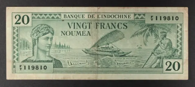 Banque De L'indochine, Noumea No Date (1944) 20 Francs
