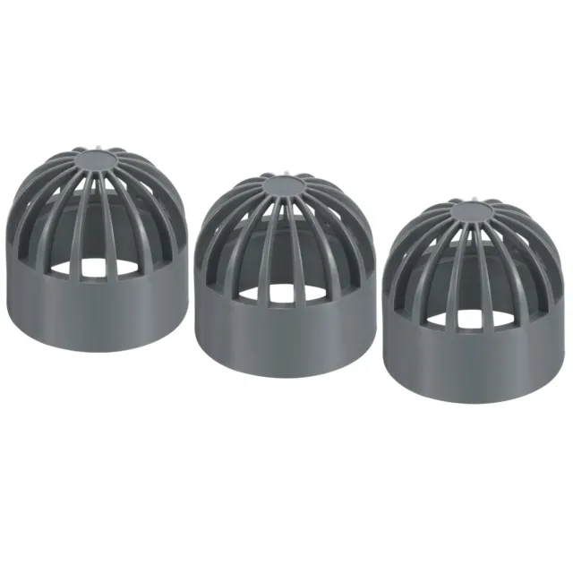 3Pcs 1-1/4" Atrium Grate Cover Round Outdoor UPVC Sewer Drain Pipe Fitting Gray