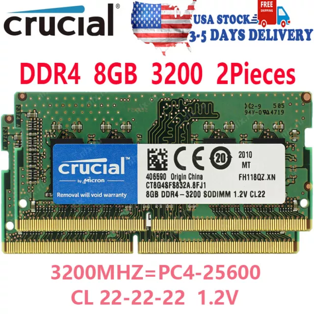 CRUCIAL 1X16GB 16GB DDR4 3200 CL22 SODIMM Laptop RAM Memory OEM (For Intel  Only) $22.99 - PicClick