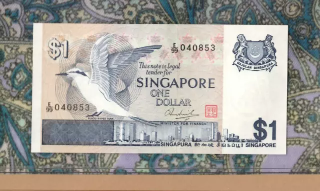 Most Treasured Banknotes Singapore 1976 1 Dollar P-9 UNC Low # E/99 040853