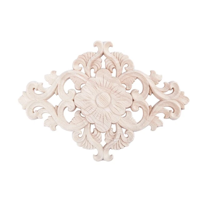 Molti legni intagliati lunghi onlay applique fiori non dipinti obliqui T6926