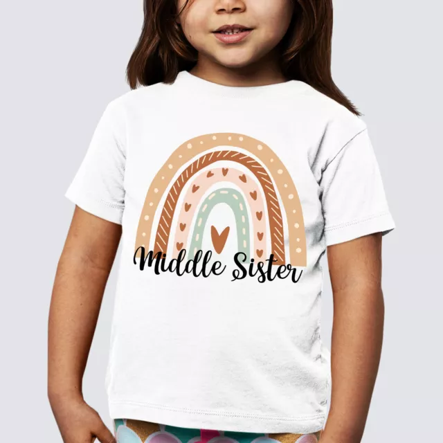 Big Middle Little Sisters Sibling Rainbow Baby Grow Matching Kids T-Shirts #UJG