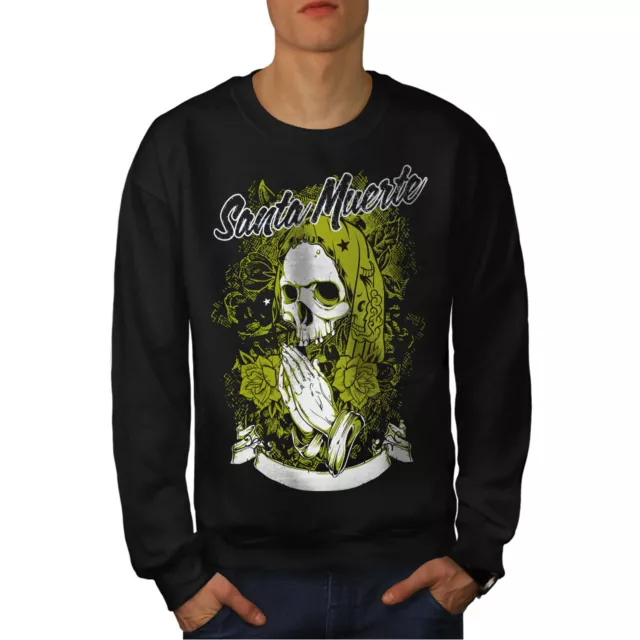 Wellcoda Santa Muerte Skull Mens Sweatshirt, Death Casual Pullover Jumper