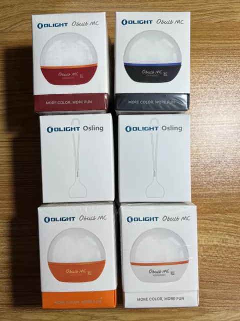 Olight Obulb MC Bundle (Brick Red, Black, Orange, and White) with Two Oslings