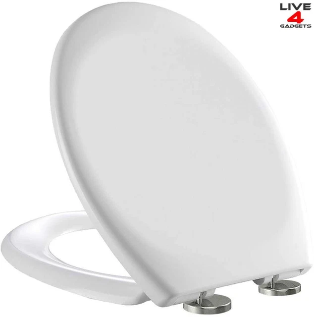 TOILET SEAT HINGES Soft Close White Bathroom Oval Heavy Duty Universal