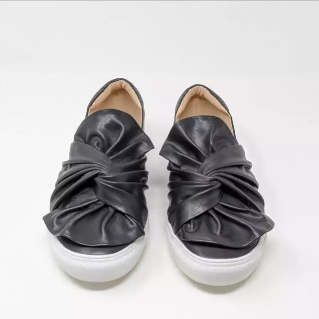 TOPSHOP TWISTED KNOT Slip On Faux Vegan Leather Sneakers Black Women's ...