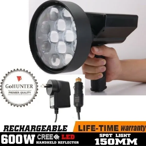 GoHUNTER 600W Rechargeable Spotlight Hunting Torch Spot Light US CREE LED Hunter 2