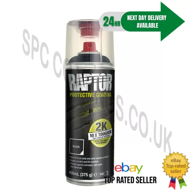 Raptor 2K Protective Coating Aerosol Black *Spray* *Black* 400 Ml New Bed Liner