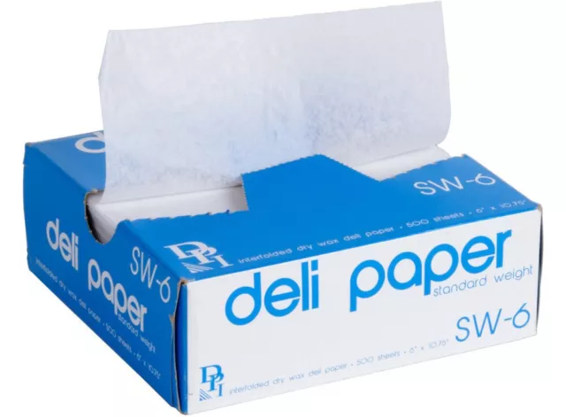 Dry Waxed Deli Paper 6" x 10.75" Sandwich Food Wrap 500 Sheets (DPI Type SW-6)