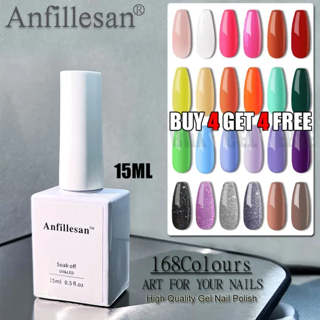 Anfillesan® Gel Polish UV LED Soak Off 168Colours Nail Varnish BUY 4 GET 4 FREE