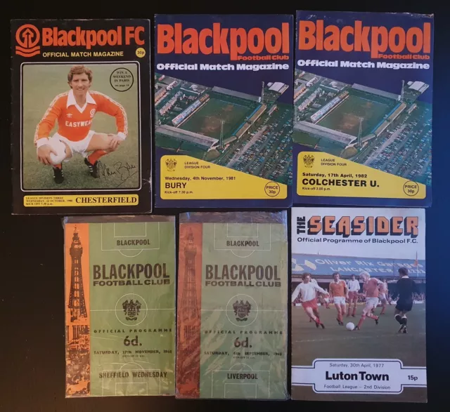 Blackpool FC Football programmes collection, league home game 1965 -  1977