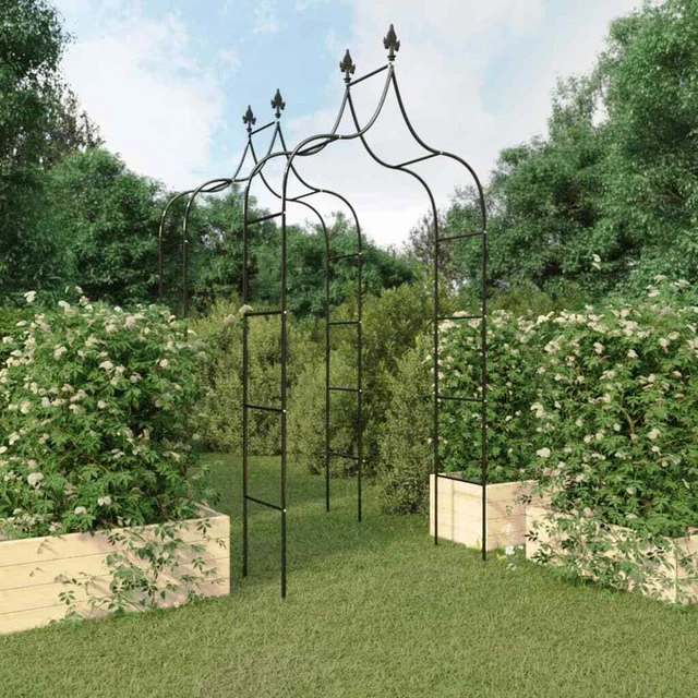 Gartenbögen 2 Stk. Schwarz 120x38x260 cm Stahl vidaXL