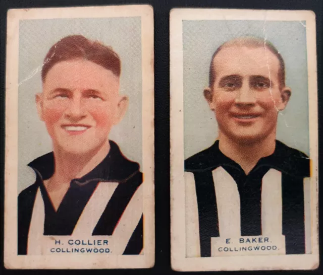 1933 AFL / VFL Hoadleys (2 Collingwood Cards) Collier & Baker - FREE POST