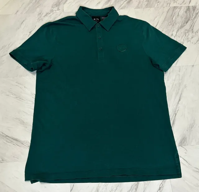 ARMANI EXCHANGE POLO Shirt Mens S Green Stretch Pullover Casual AX ...